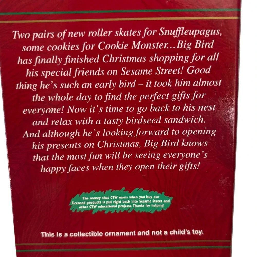 Carlton Cards Big Bird's Busy‎ Day Sesame Street Christmas Ornament 2000 Yellow